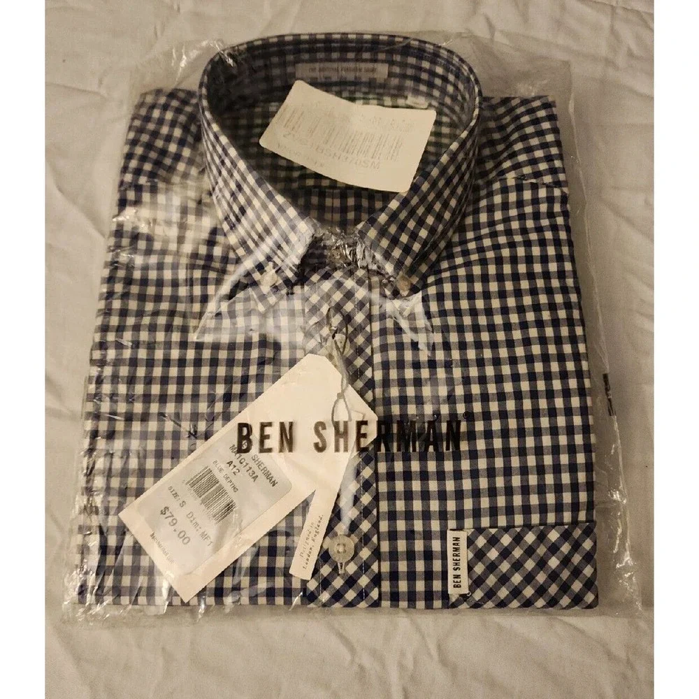Ben Sherman Mens Small Long Sleeve Button Down Shirt Blue Depths Check - Picture 3 of 9